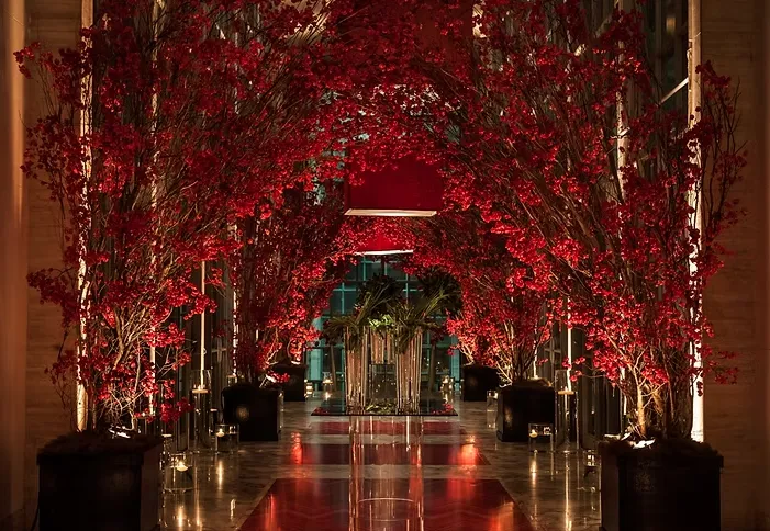Red blossom corridor entrance